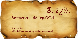 Bereznai Árpád névjegykártya