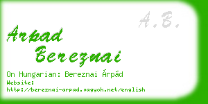 arpad bereznai business card